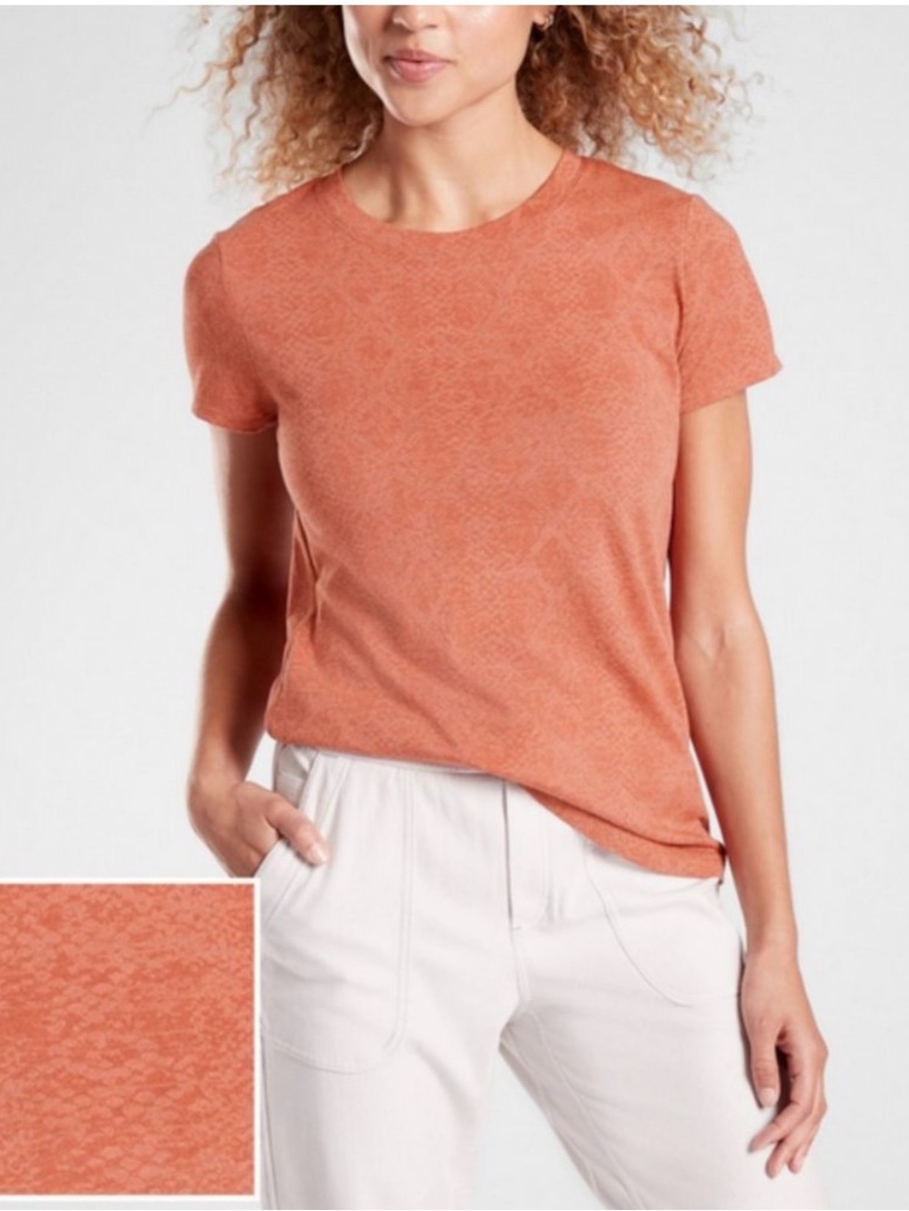 Athleta Daily Tee Python Print Burnt Orange Sz XS